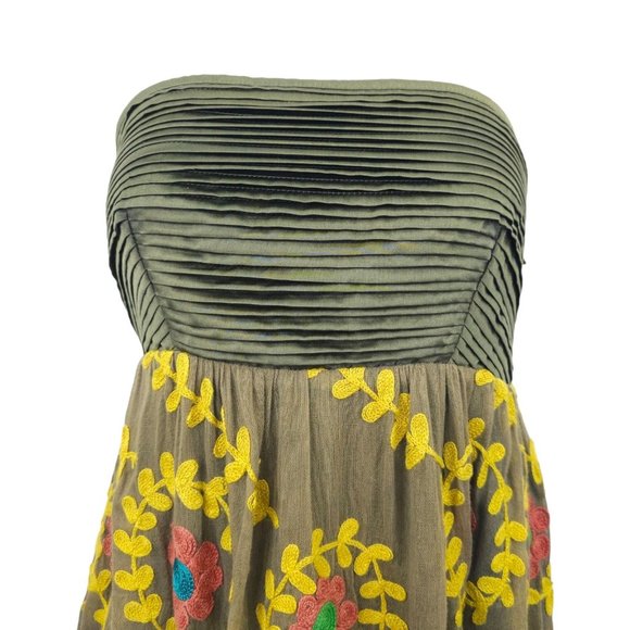 Nikka Strapless Floral Embroidered Top Mini Dress Womens Size 4 Side Zip - Picture 11 of 16